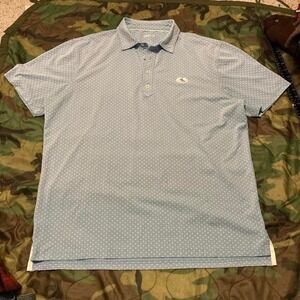Johnnie-O polka dot all over print golf polo‎ lightweight stretch men's L/23